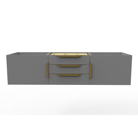 Castello Usa Alpine 60" Wall Mounted Gray Vanity Base with Gold Handles CB-MC-60G-GLD-VBO